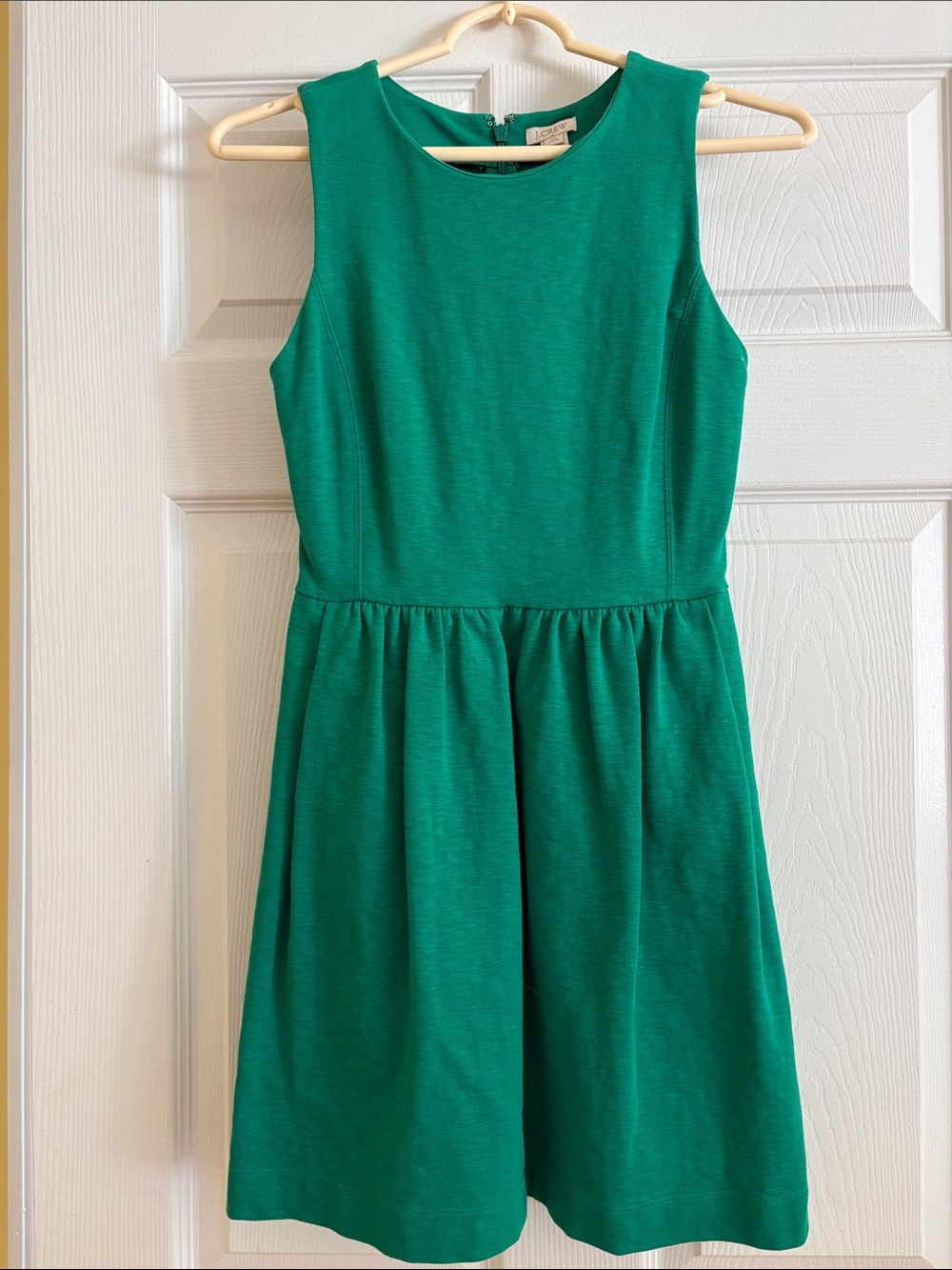 J. Crew Emerald Green Sleeveless Fit-and-Flare Dress Womenβs XS Petite GUC